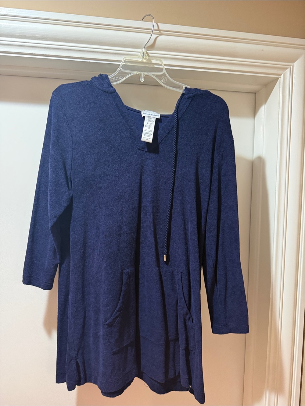 Tommy Bahama Navy Blue Hooded Swim Coverup